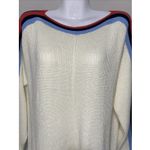 Talbots T by  Cream Long-Sleeved Tipped Striped Sweater Women's Size Medium NWT Photo 2