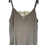 POL  Taupe Lace Trim Cami Tank Top with Tie Straps – Size M Photo 0
