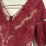 Maeve  Anthropologie lace overlay v neck burgundy blouse valentines Photo 2
