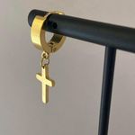 Cross Dangle Drop Earrings for Men Women,Punk Hip Hop Earrings Gold Photo 3