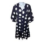 Faeriesty Navy Polka Dot Shirt Dress Ruffle Hem XXL Blue Photo 1