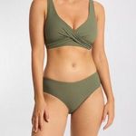 Sea Level Eco Essentials Cross Front Khaki Green Multifit Bra Bikini Top Size 10 Photo 0