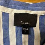 Lamiere blue striped short sleeve blouse large Blue Photo 1