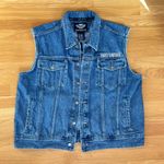 Harley Davidson Harley-Davidson Denim Vest Men’s XL Blue Embroidered Logo Sleeveless Jean Jacket Photo 0