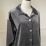 True Grit  Petit Leaves Dark Grey Blue Leaf Velvet Boxy Shirt L Photo 4