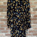 ASTR The Label Tie Front Long Sleeve Dress Navy Floral Size Medium Blue Photo 2