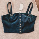 Finders Keepers  anthro corduroy silver buckle snap button turquoise crop top Photo 0