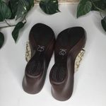 Tommy Hilfiger Tan & Brown Fabric Criss Cross Slip On 3” Wedge Sandals 7.5 Photo 3