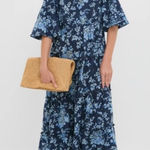 Tuckernuck Womens Twilight Garden Jenna Blue Floral Maxi Dress Sz L NWT Photo 0