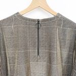 Akris Punto Metallic Lurex Glen Check Top 3/4 Sleeve Plaid Silver Women's 12 Photo 6