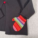 Christopher & Banks Women's Black Cotton Cardigan Sweater L Striped Long Sleeve Photo 1