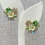 Betsey Johnson Flower AB Cluster Stud Earrings Rhinestone Fairycore Fairy USED Photo 0