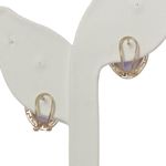 14K 14KT 585 Yellow Gold Purple Jade Omega Back Stud Earrings Photo 4