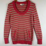 Boden Women's Striped Sweater‎ with Pockets Pink Tan Cotton Blend Size 8 Photo 0