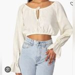 We Wore What NEW Off The Shoulder Linen Blend Cropped Women Medium Blouse Photo 10