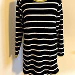 Hidden Path of Light Striped Trendy Mini Dress Long Sleeves/Made in Korea Black Photo 0