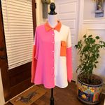 Boutique EUC Colorblock Oversized Drop Shoulder Button Photo 1