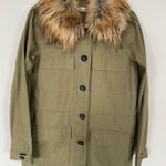 JustFab  Women’s Utility Jacket With Fur Martini Olive Size M   100%cotton Photo 2