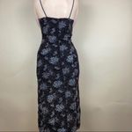 Elegant Classy Size 6 Floral Sequin Thigh Slit Maxi Dress Retro Shimmer Sparkle Black Photo 3