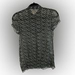 Sugar Tart Black Sheer Short Sleeve Ruffle Bib Blouse Size S Photo 2