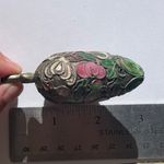 Puffy heart pendant for necklace large colorful mosaic floral silver metal Photo 6