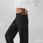 Alo Yoga Black Wide Leg Pants with Hip Cutouts Photo 0