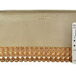 Coach Legacy Studded Accordion Parchment Leather Zip Wallet #F50467 Photo 0