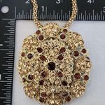Gold Brooch Pin / Pendant Necklace with Earrings Set Photo 11