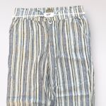 Denim & Co  Naturals Blue Stripe Wide Leg Linen Blend Elastic Waist Pant Size‎ MT Photo 3