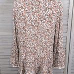 Knox Rose Boho Blouse Tie Front Flared Sleeve Crochet Trim Floral Print-Medium Photo 3