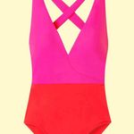 Summersalt The Deep Dive Colorblock One Piece Swimsuit Lava Hibiscus 8 Photo 2