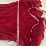 1. State New  top red long sleeved blouse button mock neck open back sheer bodice Photo 4