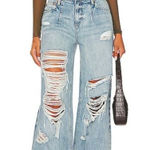 NWT SER.O.YA Fiona Low Rise Wide Leg in Tidal Size 29 Destroyed Distressed Blue Photo 0