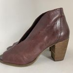 Lucky Brand  Joal Bootie Size 6.5 M Raisin Wild Leather Maroon Peep Toe Heel Photo 7