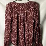 Loft NWT WO SIZE XS LONG SLEEVE TIE FRONT REDDISH BROWN FLORAL METALLIC GOLD Photo 8