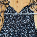 Lulus NWOT Charming Invitation Black Floral Tie-Strap Drop Waist Midi Dress Photo 6