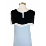 L'Agence  Silk Colorblock Shift Dress Sleeveless Cape Neck Blue Gray Black 2 Photo 4