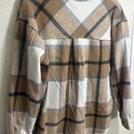 Pink Lily  Plaid Jacket in Tan and White Photo 1