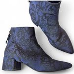 Karl Lagerfeld  Blue Black Floral Fabric Ankle Boots Women’s 6.5 Fall Heeled Boot Photo 0