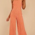 Sage The Label  Orange & White Polka Dot Wide Leg Sleeveless Jumpsuit Size Medium Photo 0