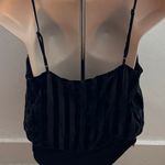 House of Harlow Revolve x 1960 Black Velvet Stripes Tie Front Bodysuit, size XS Photo 5