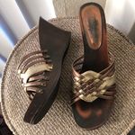 Cato 80s vintage brown and gold 3” wedge sandals heels Photo 0