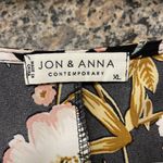 Jon & anna  Contemporary Black Floral Crop Blouse Deep V-Neck Size XL EUC #7769 Photo 5