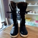 JustFab Marley Lace-Up Faux Fur Snow Boot in Black Caviar size 8 Winter Photo 1