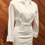 ZARA NWT  Structured Poplin Collared Long Sleeve Mini Shirt Dress White Medium Photo 4