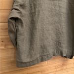 Chico's 3/XL Cropped Linen Lagenlook Olive Green Button Front Lighteight Jacket Photo 6