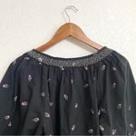 Old Navy Womens Shirt Black Floral Embroidered Poet Puff Sleeve Size Large Photo 3