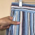 Per Se Women’s Linen Blend Boho Striped Tie Waist Fold-Over Hem Shorts Photo 3