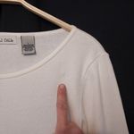 Cali Cali Ivory White Embroidered Floral Botanical 3/4 Sleeve Tee T Photo 2