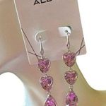 ALDO pink earrings heart shape crystal drop silver tone Photo 0